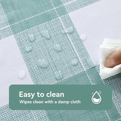 Romanstile Square Plastic Tablecloth, 100% Waterproof Oil-Proof Checkered PVC Table Cloth, Heavy Duty Vinyl Table Cover for Dining, Camping, Picnic, Outdoor - 54 x 54 Inch, Sage Green Checkered