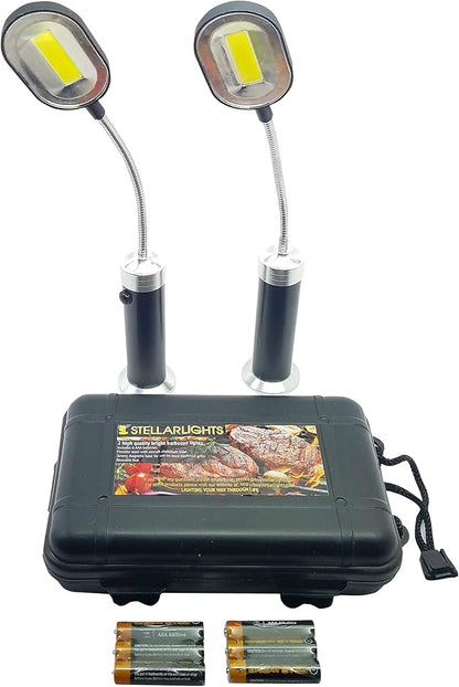 Bright Eyes | Magnetic Barbecue BBQ Grill Light Set for Grilling 2 Pack | 6 Alkaline AAA Batteries Included | Works on All Grills with an Exception to Stainless Steel.