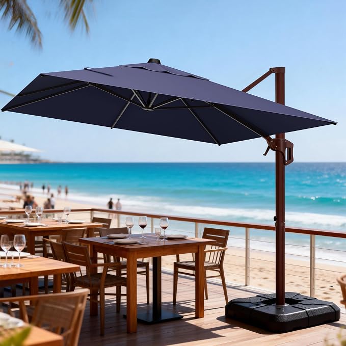 9' X 12' Cantilever Patio Umbrella Rectangle Outdoor Umbrella, 6-Level Tilt & by ORYNTREX