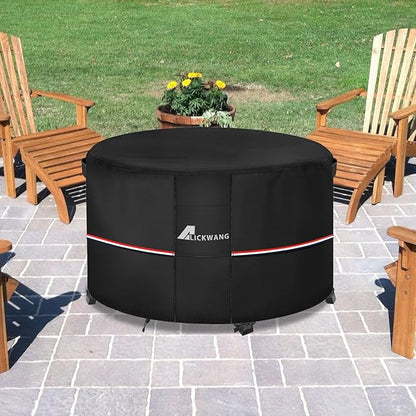 Fire Pit Cover Round 34 Inch Waterproof,Outdoor Heavy Duty Durable 600D Tear-Resistant Fire Pit Table Cover,Patio Round Firepit Cover 34" D x 15" H, Black