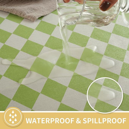 Rectangle Table Cloth,100% Waterproof Tablecloth Oil Proof Spill Proof Vinyl Table Cloth, Wipe Clean Plastic Table Cover for Dining, Camping, Indoor and Outdoor 54" x 120",Light Green