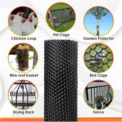 39.3IN x 65.6FT Garden Plastic Wire Mesh Fencing, Black Plastic Safety Fence Roll Poultry Breeding Netting Balcony Protection Net for Gardening Animal Pet Vegetable(Size:39.3INx65.6FT-Mesh 0.7IN)