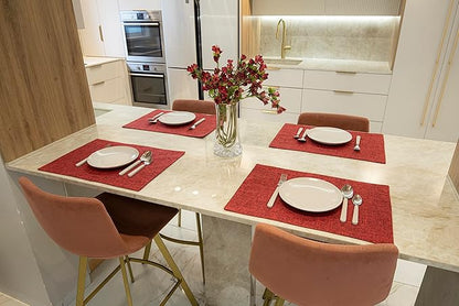 Placemat Set-Washable Place Mats for Parties, Elegant Table Mats for Kitchen Table, Set of 4 Dining Table Placemats, Heat-Resistant Cloth Placemats for Indoor and Outdoor,13x19 Red Bordeaux