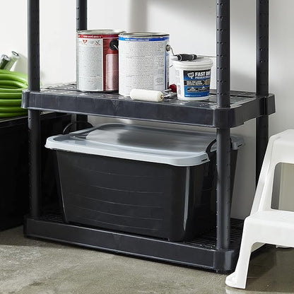 Life Story 6 Pack Heavy Duty Stackable Storage Bin, 55 Quart Home Organizer, Versatile Lightweight Locking Bins with Carrying Handles, Black/Gray