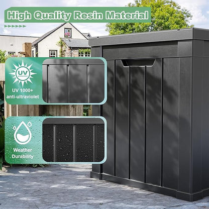 DRATO 50 Gallon Deck Box, Outdoor Storage Box for Patio Cushion, Garden Tools,Waterproof Patio Storage box, Lockable (Black，50 Gallon)