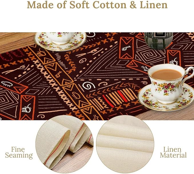 African Table Runner, African Aboriginal Ethnic Tribal Table Runner for Dining Kitchen Farmhouse Party Coffee Home 13x70in