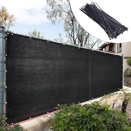 Royal Shade Custom Size 4' x 187' Black Fence Privacy Screen Windscreen Cover Netting Mesh Fabric Cloth - Cable Zip Ties Included (We Make Custom Size)