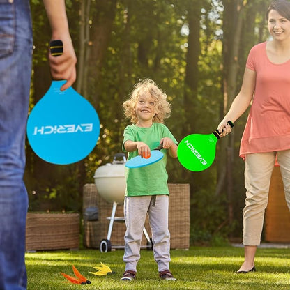 EVERICH TOY Paddle Ball Set – Indoor & Outdoor Racket Game for Kids, Teens, and Adults, Badminton & Camping Games Essentials, Fun for Beach, Yard, and Lawn Play All Year Round
