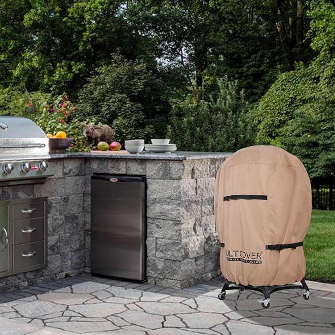 ULTCOVER Outdoor Waterproof Charcoal Kettle Grill Cover for Most 26 inch Round Smoker Size Up to 33” Dia x 38” H