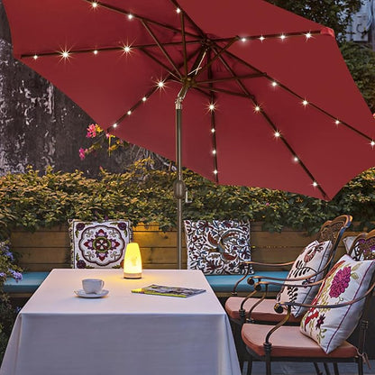 9 ft Solar Umbrella, 32 LED Lighted Patio Umbrella, Table Market Umbrella - Image 7
