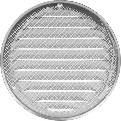 Repa Market 5 Inch (Opening Dimensions) Round Air Vent Cover/Galvanized Steel Louvered Grill Cover with Mesh Screen/Wall or Ceiling Vent/HVAC Register for DIY Home Improvement