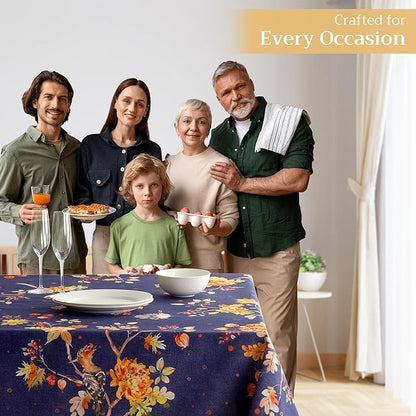 Maison d' Hermine Table Cloth Rectangle Table 100% Cotton 60 x 108 Inches Fall Tablecloth Reusable Everyday Use for Thanksgiving Christmas Decorations Dining Farmhouse Party (Kelim - Infinity)