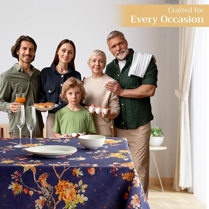 Maison d' Hermine Table Cloth Rectangle Table 100% Cotton 54 x 72 Inches Fall Tablecloth Reusable Everyday Use for Thanksgiving Christmas Decorations Dining Farmhouse Party (Kelim - Infinity)