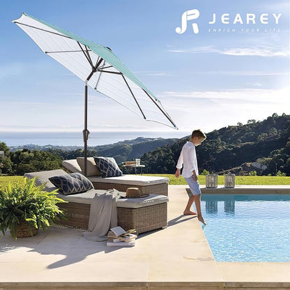 JEAREY 9FT Outdoor Patio Umbrella, Market Umbrella, Tilt & Crank UV Protection - Image 6