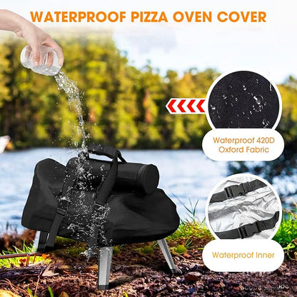 Carry Cover for Ooni Karu 12, Waterproof Pizza Oven Grill Cover with Chimney Bag for Outdoor, Heavy Duty Portable Outside Dust Pizza Oven Accessories with Adjustable Straps Easy to Clean, Black