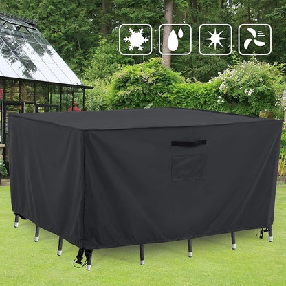 Tempera Outdoor Dining Set Cover for Outside Table and Chairs, Square Patio Table Covers for Outdoor Furniture, Anti-Fading, Windproof, 56''L x 56''W x 27.8''H, Grey