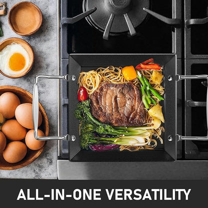 Utheer Upgraded Nonstick Cast Iron Griddle for Gas Grill – 15.8"x8.6" One Burner Griddle Flat Top Grill Plate for Gas/Electric/Charcoal, Easy to Clean, Lightweight & Durable, for Stovetop, Camping BBQ