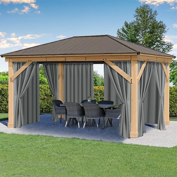 Outdoor Curtains for Patio Waterproof Rod Pocket 6 Pcs 54x108 Inch Grey | by HolidayIdeas