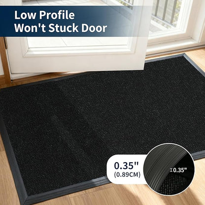 2' X 35' Commercial Outdoor Doormats Customized Sizes,Thick Heavy Duty Rubber Door Mat Indoor Outside, 0.35" Low Profile All-Weather Waterproof Matt for Garage Floor Patio Porch Entrance Entryway