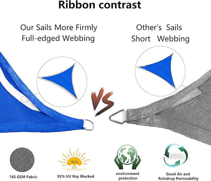 Tronssien Rectangle 12'x16' Sun Shade Sail, 95% UV Blockage Canopy Awning - Image 5