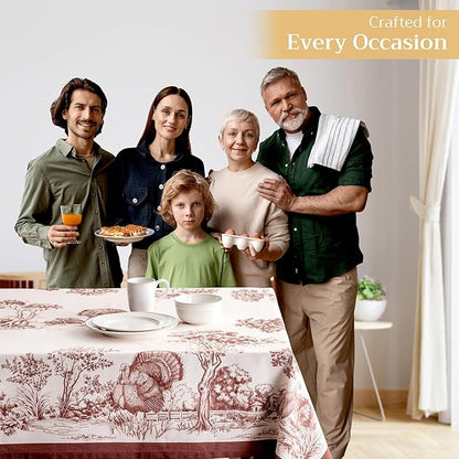 Maison d' Hermine Table Cloth Rectangle Table 100% Cotton 54 x 72 Inches Fall Tablecloth Reusable Everyday Use for Thanksgiving Christmas Decorations Dining Farmhouse Party (Holy Jouy - Brown)