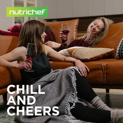 Nutrichef 18 Bottle Wine Fridge | Dual Zone Wine Chiller | Adjustable Temperature 41°F to 64°F | Ultra Quiet Operation | Wine Cooler For Home & Office | Free Standing 32x11x23 IN | Black