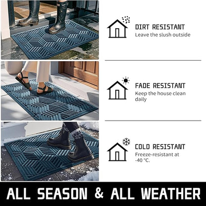 Yimobra Door Mats Outdoor 29.5x17, All-Season Waterproof Outdoor Mats for Front Door Entrance with Drainage Holes, Heavy Duty Non-Slip Doormat for Garage Patio Entryway Indoor, Blue
