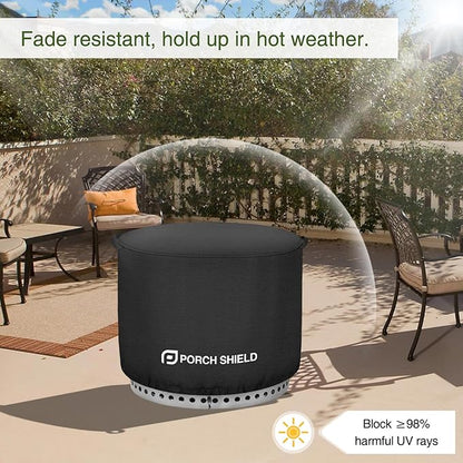Porch Shield Fade Resistant Solo Stove Yukon Cover - Waterproof Patio Fire Pit Cover Round 28 inch Fits for Small Firepit Solo Stove Yukon