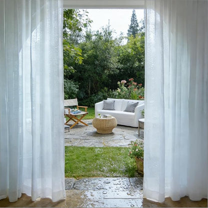 Outdoor Sheer Curtains for Patio Waterproof, 4 Panels Rod Pocket Indoor/Outdoor - Image 6