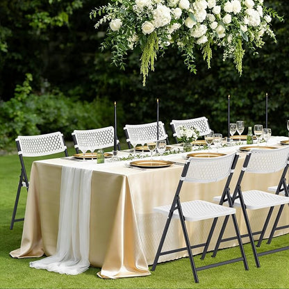 White Folding Chairs 4-Pack, Mesh Injection Molded Plastic - Image 5