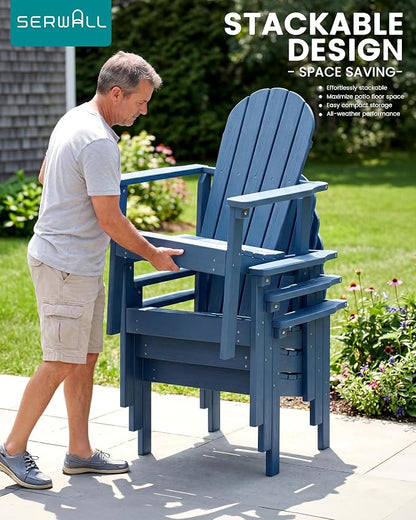 SERWALL HDPE Stackable Adirondack Chairs Set of 2, Space-Saving - Image 5