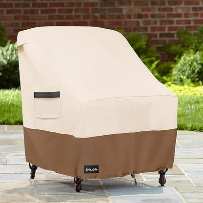 Patio Chair Covers,600D Waterproof Heavy Duty Outdoor Lawn Patio Furniture Covers,Patio Swivel Chair Covers for Outdoor Furniture,(30W x 34D x 36H inches) Beige&Brown