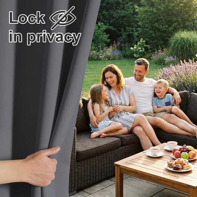 RYB HOME Outdoor Curtains for Patio Deck, Waterproof & Block Sunlight | Thermal - Image 3