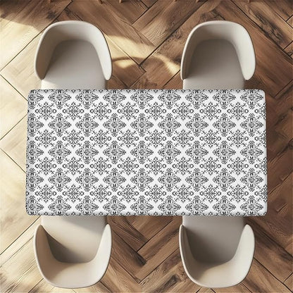 Rectangle Table Cloth Cover Waterproof Elastic Fitted Polyester Fitted Tablecloths for 8 Foot Tables for Indoor,Picnic, Camping, Outdoor （96" x 30"，Geometric ）
