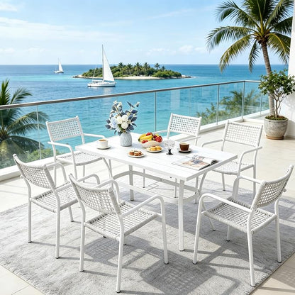Patio Chairs Set of 6, Stackable Outdoor Dining Chairs - Image 2