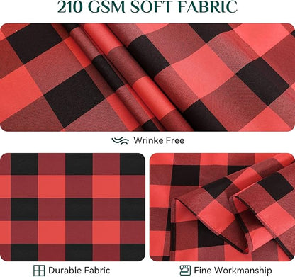 Softalker Gingham Checkered Tablecloth Rectangle - Outdoor Waterproof Buffalo Plaid Table Cloth, Stain Resistant Washable Table Cover for Picnic, Camping, Dining - Red and Black, 54 x 120 Inch