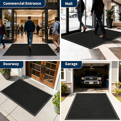 4' X 38' Commercial Outdoor Doormats Customized Sizes,Thick Heavy Duty Rubber Door Mat Indoor Outside, 0.35" Low Profile All-Weather Waterproof Matt for Garage Floor Patio Porch Entrance Entryway