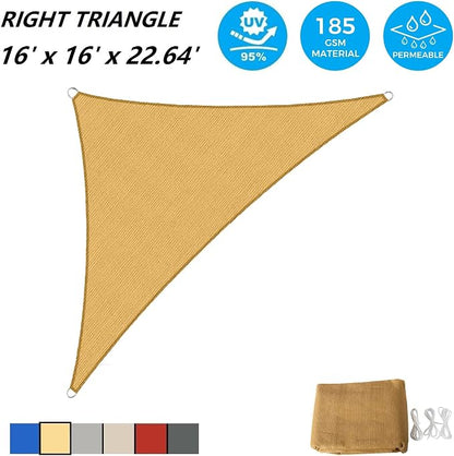 AsterOutdoor Sun Shade Sail Triangle 16' x 16' x 22.64' UV Block Canopy - Image 2
