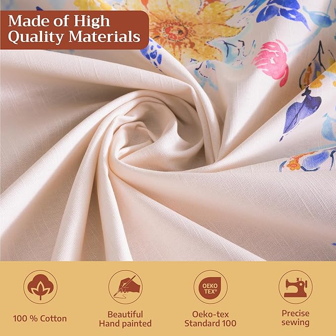 Maison d'Hermine Table Cloth Rectangle Table 100% Cotton Tablecloth for Dining Room, Farmhouse, Home, Hotel, Parties & Wedding - Ideal for Easter Decorations Spring & Summer (Girassol, 60" x 120")