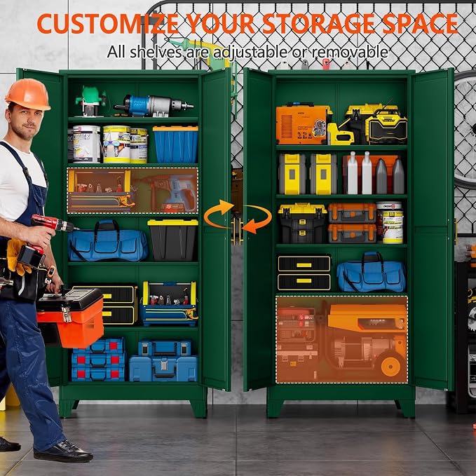 GAIOUS 75'' Tall Metal Garage Storage Cabinet, File Cabinet - Image 4