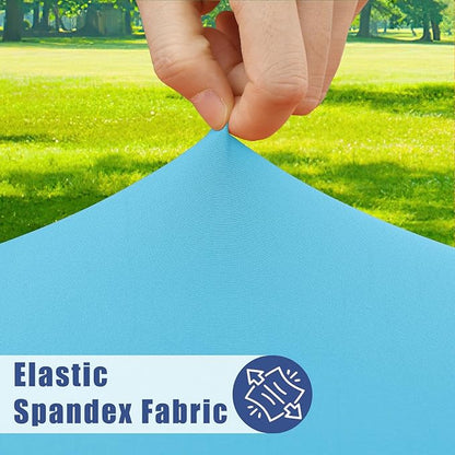 Spandex 8 Foot Rectangle Table Cloth 6 Pack, Elastic Fitted Tablecloths for Picnic, Stretch Washable Patio Table Cover for Outdoor, Camping, Banquet and Parties (Blue Mist, 30"x96")