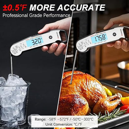 Atogou Professional Food & Meat Thermometer, 1 Sec Instant Read & ±0.5℉ Accuracy, Thermocouple Sensor, IP67 Waterproof Digital Thermometer for Cooking, BBQ, Grill Gifts for Men Him Dad Birthday