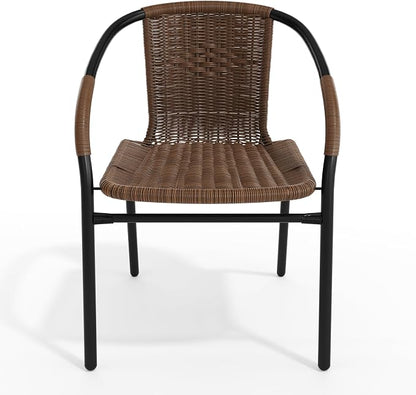 Flash Furniture Lila Medium Brown Rattan Indoor-Outdoor Restaurant Stack Chair - Image 10