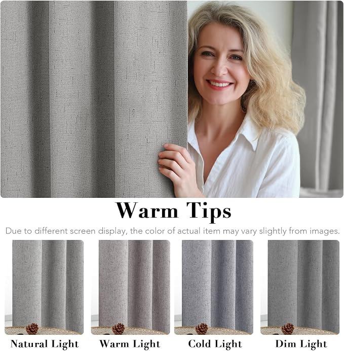 H.VERSAILTEX Blackout Curtains Linen Curtains 120 inches Long 100% Black Out - Image 5