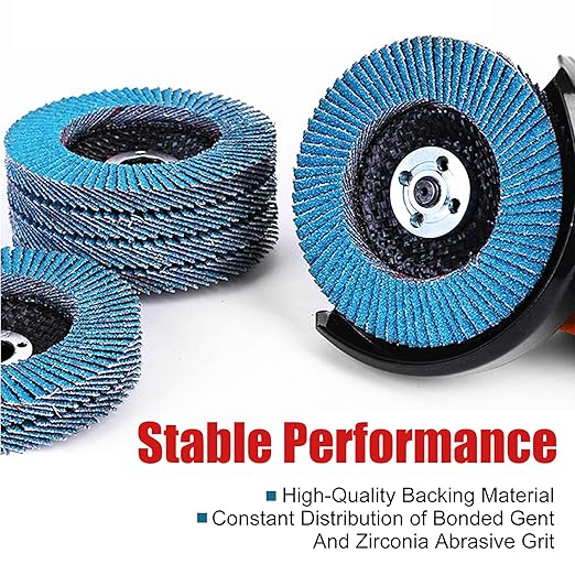 EZARC Flap Discs 80 Grit, 4 1/2 x 7/8-Inch Flap Sanding Disc, Type 29 Zirconia Grinding Wheel for Stainless Steel, Sheet Metal (10 Pack)