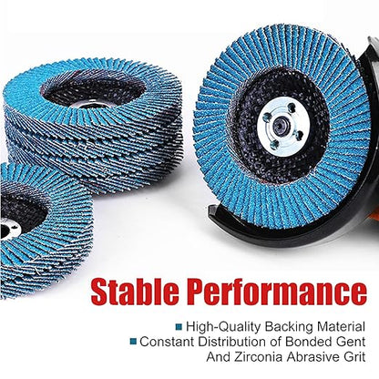 EZARC Flap Discs 80 Grit, 4 1/2 x 7/8-Inch Flap Sanding Disc, Type 29 Zirconia Grinding Wheel for Stainless Steel, Sheet Metal (10 Pack)