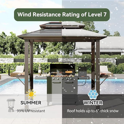 Aoxun 8'x5' Grill Gazebo with Polycarbonate Double Roof - Image 4