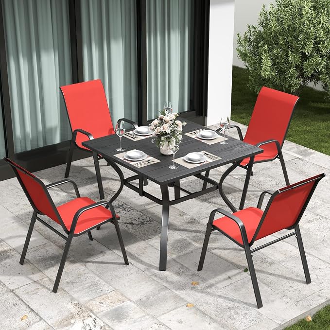 Patio Dining Chairs Set of 4 Outdoor Stackable Dining Chairs - Image 2