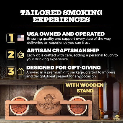 Cocktail Smoker Kit | Whiskey Smoker Kit | Bourbon Smoker kit | Old Fashioned Smoker Kit for Men with Stand, Torch & Wood Chips | Whiskey Gift for Men (No Butane Incl.)