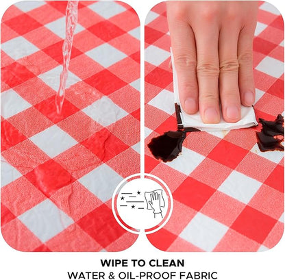 Nasitos 2 Pack Plastic Table Cloth 60x120 Inch-Red and White Rectangle Tablecloth Checkered, Washable Wipeable Plaid Vinyl Tablecloth with Flannel Backing for Picnic Party, Camping, Dinner